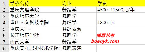 重慶市開設(shè)舞蹈專業(yè)院校大全