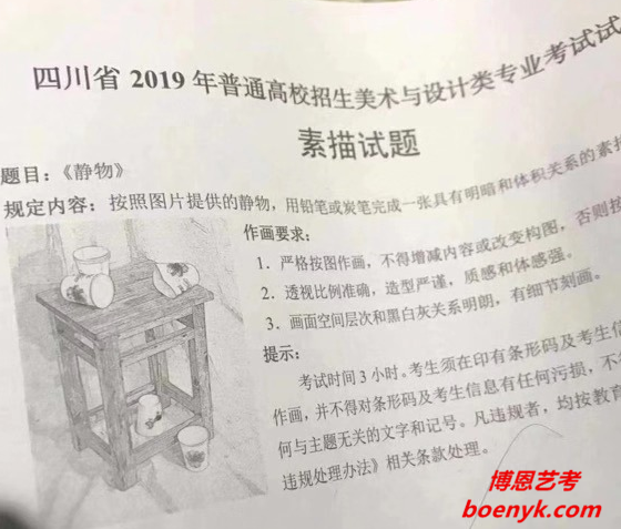 2019年四川美術(shù)統(tǒng)考/聯(lián)考素描題目