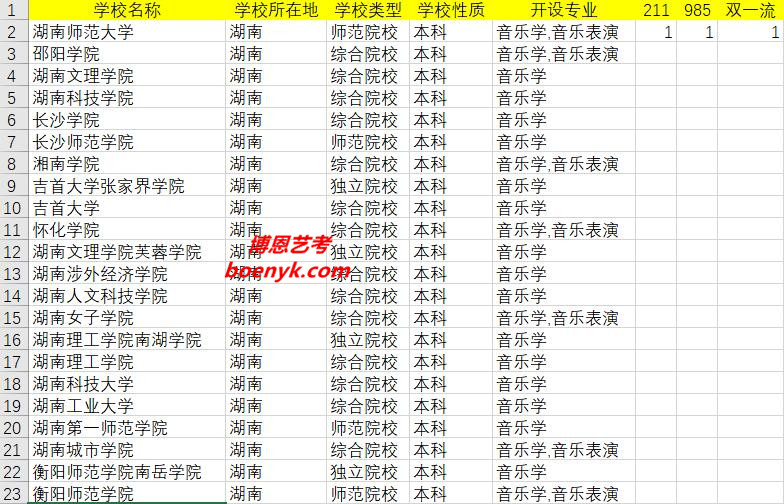 湖南開設(shè)音樂類專業(yè)院校大全