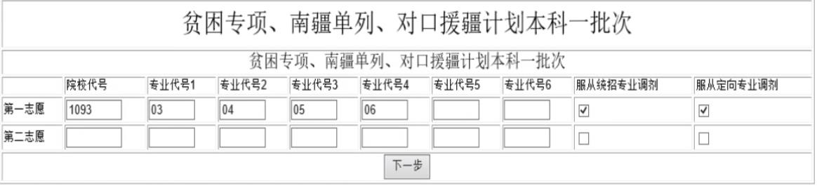 2019年新疆高考貧困專項(xiàng),南疆單列,對(duì)口援疆計(jì)劃本科一批次志愿填報(bào)表