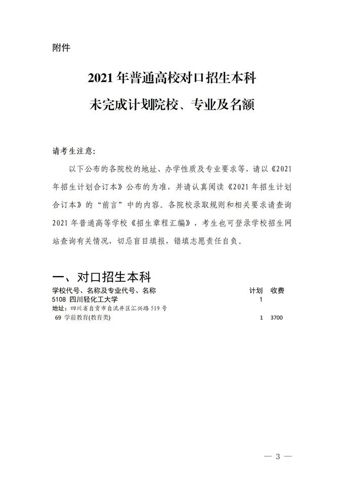 四川：普通高校對口招生本科錄取未完成計劃高校征集志愿27日16:00截止！