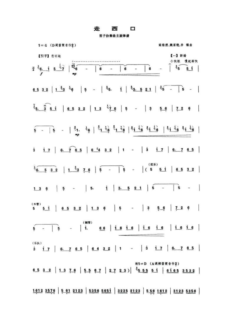2021年中央音樂學院民樂系校考復試曲目管樂組笛子-《走西口》
