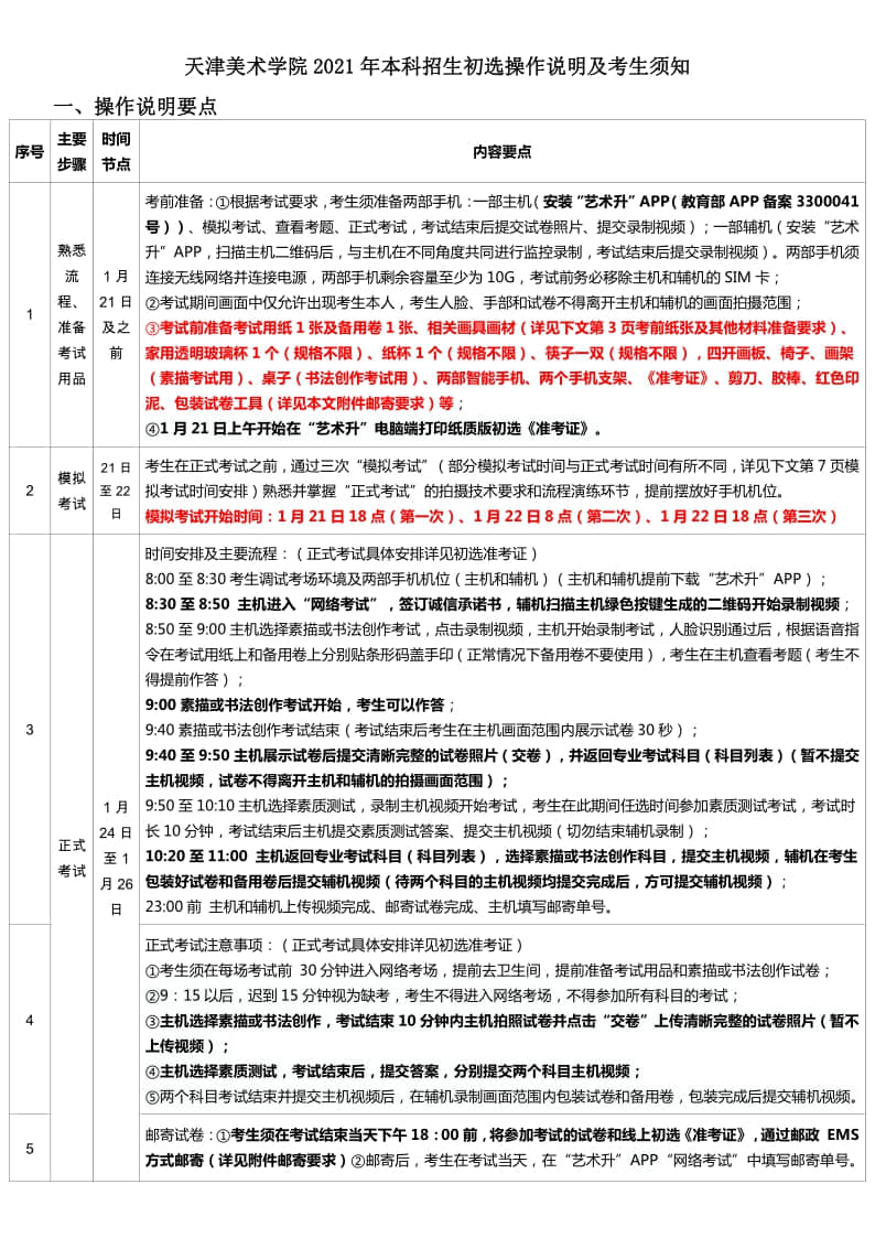 2021年天津美術(shù)學(xué)院本科招生初選操作說明及考生須知
