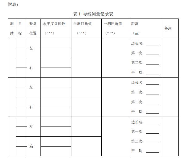 導(dǎo)線(xiàn)測(cè)量記錄表