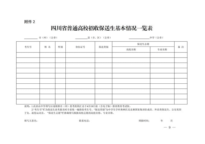 四川：關(guān)于做好2022年普通高校招收保送生工作的通知