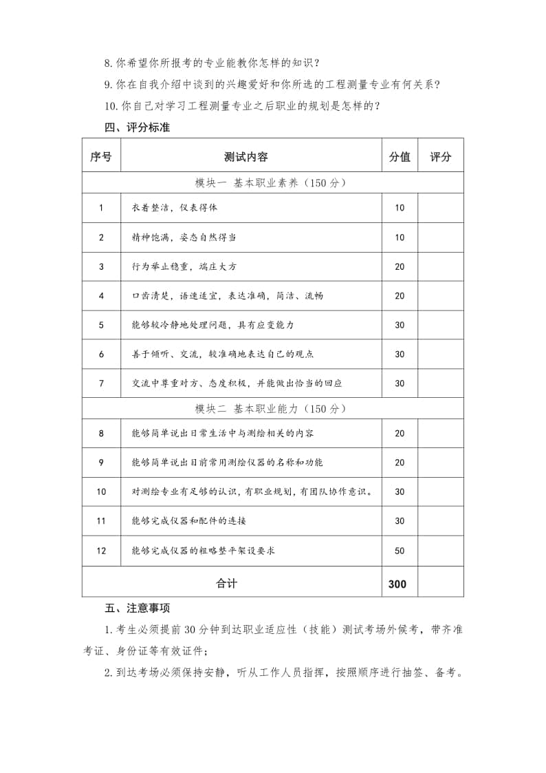 陜西工業(yè)職業(yè)技術(shù)學(xué)院單招工程測量技術(shù)專業(yè)面試考什么