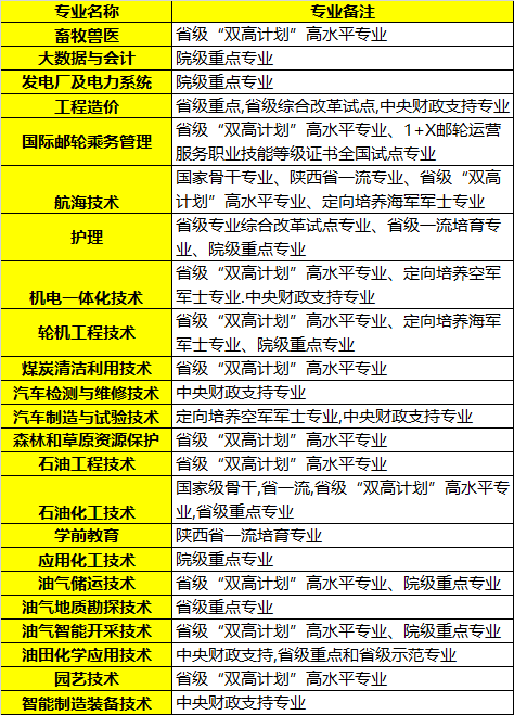 延安職業(yè)技術學院單招王牌專業(yè)